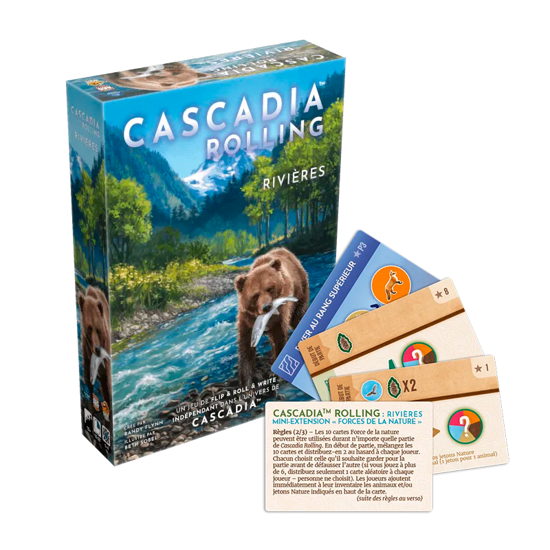 Cascadia Rolling Rivers + Pack Promo – Jeu Roll & Write