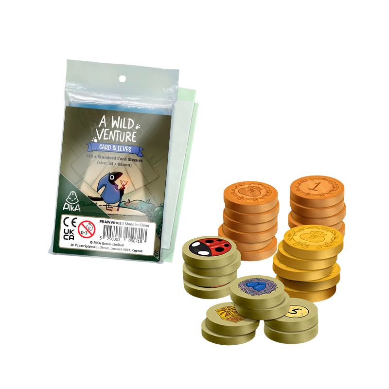 A Wild Venture – Pack Accessoires (Sleeves + Jetons en bois)