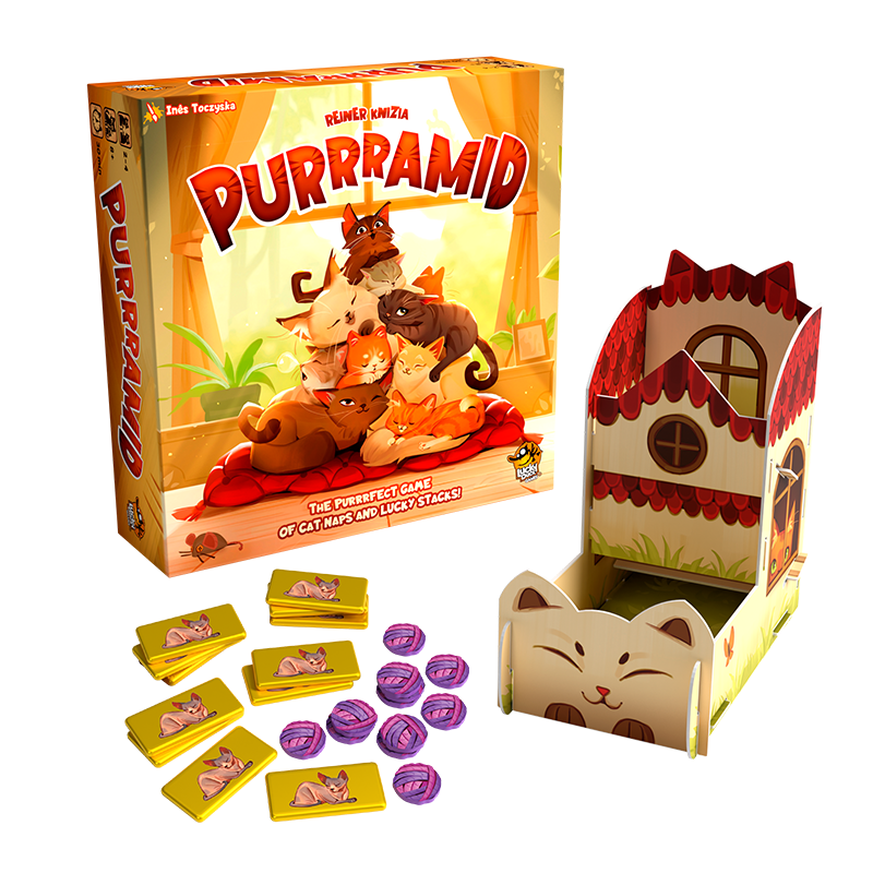 Purrramid – Family Stop-or-Go Board Game + Promo Pack